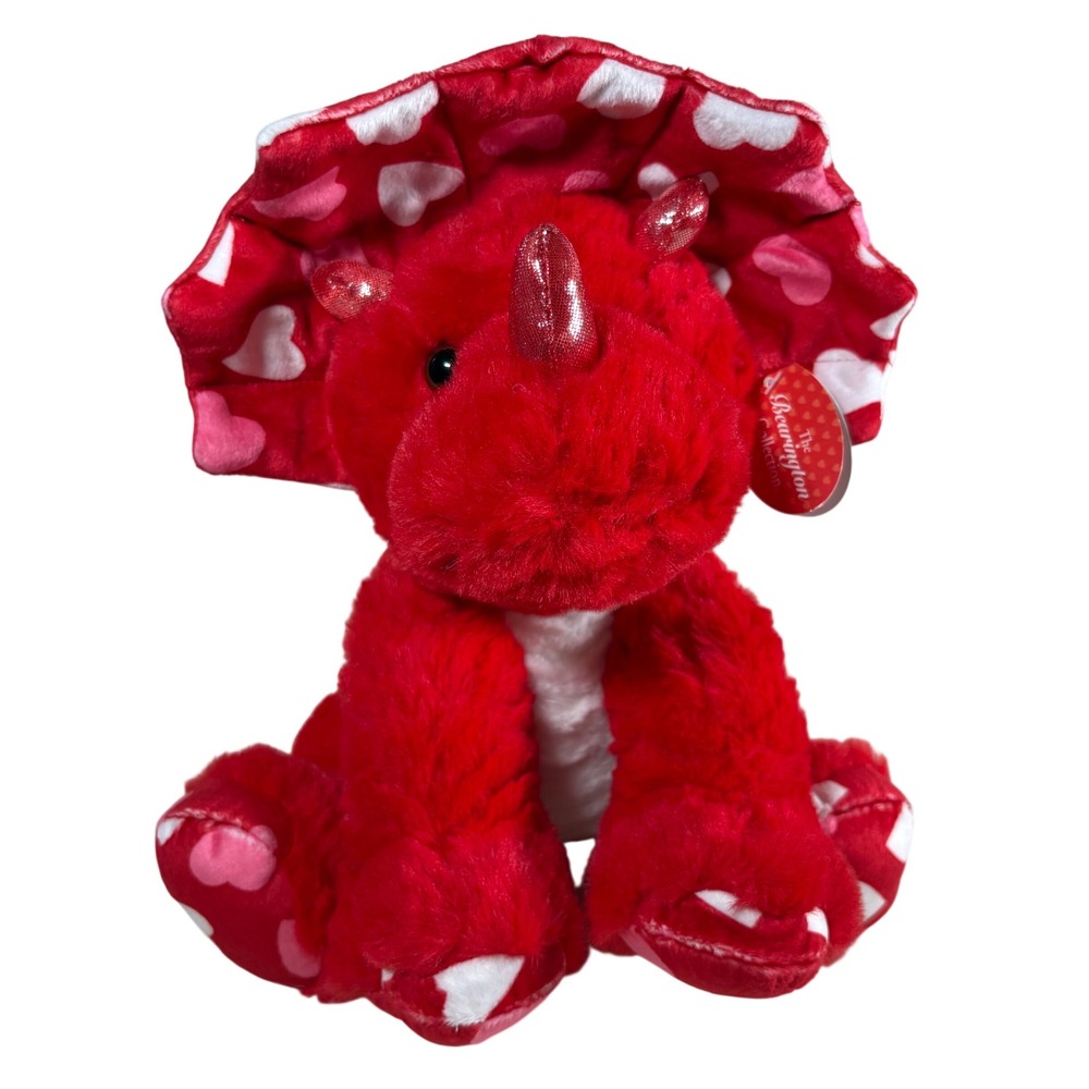 Bearington Collection Dinomite Red Heart Dinosaur Plush Valentine Stuffed Animal